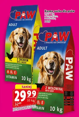 Karma sucha dla psów PAW z drobiem promocja w Prim Market