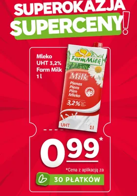 Mleko UHT 3,2% promocja w Stokrotka