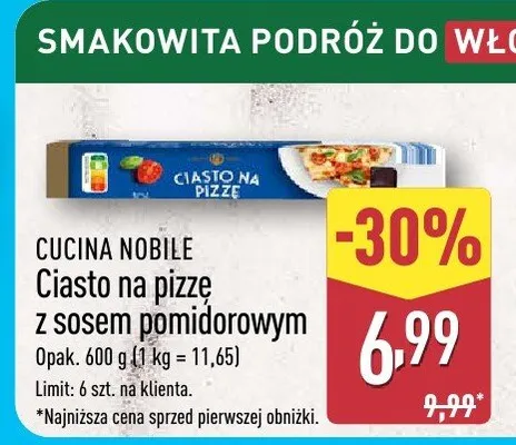 Ciasto na pizzę z sosem pomidorowym promocja w Aldi
