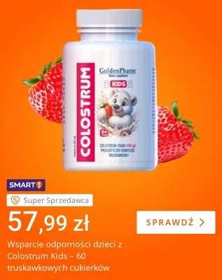 Colostrum Kids truskawkowe cukierki GoldenPharm promocja w Allegro