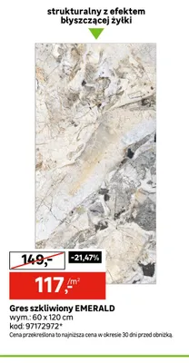 Gres szkliwiony Emerald 60x120 cm promocja w Leroy Merlin