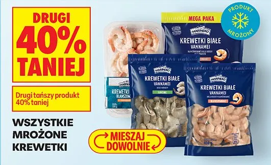 Wszystkie krewetki mrożone DRUGIE -40% promocja w Biedronka