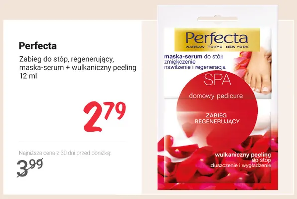 Zabieg do stóp Perfecta regenerujący maska-serum + wulkaniczny peeling promocja w Rossmann
