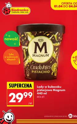 Lody w kubeczku pistacjowe Crackables Pistachio Magnum promocja w Biedronka