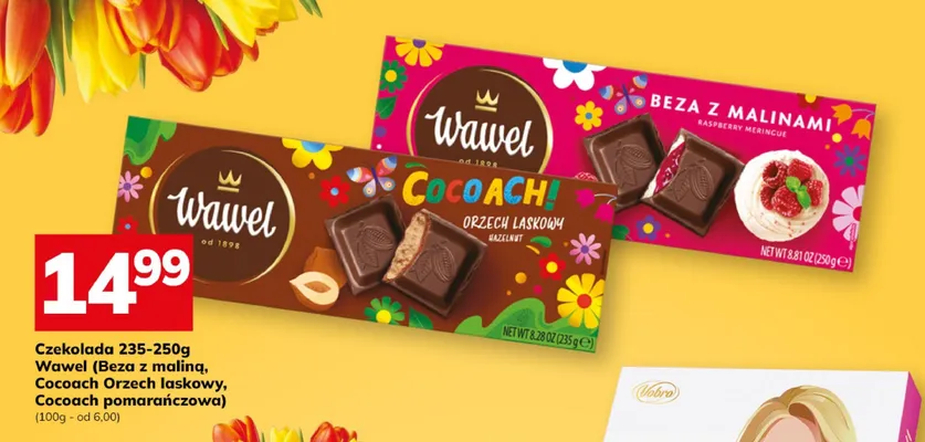 Czekolada Wawel (Beza z maliną, Cocoach Orzech laskowy, Cocoach pomarańczowa) promocja w Hitpol