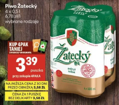 Piwo 4x0,5l wybrane rodzaje promocja w Delikatesy Centrum