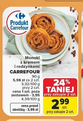 Monokl z kremem i rodzynkami Carrefour promocja w Carrefour