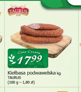 Kiełbasa podwawelska Taurus promocja w CEZAR Delikatesy