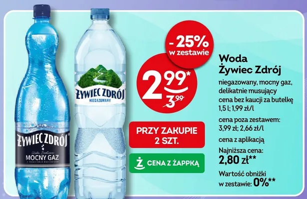 Woda Żywiec Zdrój delikatnie musujący promocja w Żabka