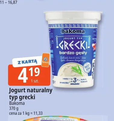 Jogurt naturalny typ grecki Bakoma promocja w Leclerc