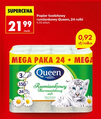 Papier toaletowy rumiankowy Queen 24-pak promocja w Biedronka