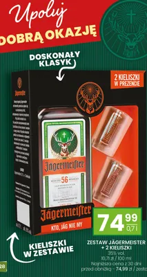 Likier Jägermeister + 2 kieliszki zestaw promocja w Twój Market