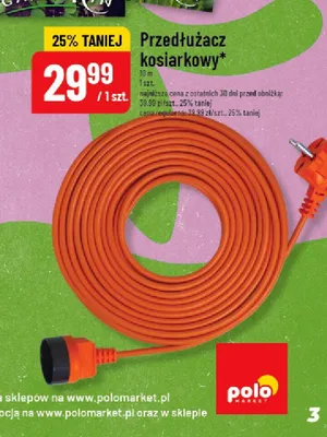 Przedłużacz kosiarkowy promocja w POLOmarket