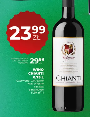 Wino czerwone Chianti Torfagiano promocja w Duży Ben