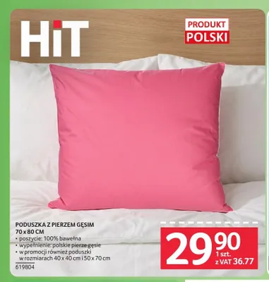Poduszka z pierzem gęsim 70x80 cm promocja w Selgros