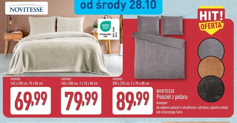Pościel z polaru Novitesse 160x200 cm promocja w Aldi
