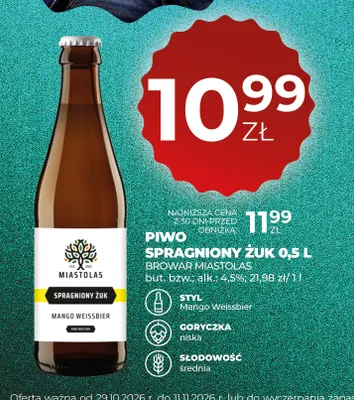 Piwo Spragniony Żuk Browar Miastolas Mango Weissbier promocja w Duży Ben