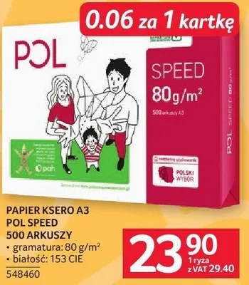 Papier ksero Pol Speed A3 500 arkuszy promocja w Selgros