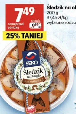Śledzie na okrągło promocja w Delikatesy Centrum