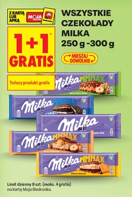 Wszystkie czekolady Milka 1+1 GRATIS promocja w Biedronka