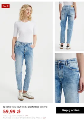 Spodnie typu boyfriend z przetartego denimu Greenpoint promocja w Greenpoint