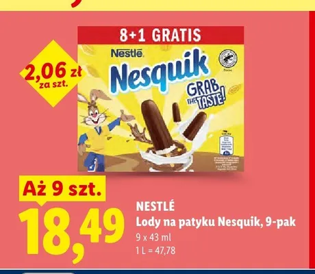 Lody na patyku Nesquik Nestlé 9-pak promocja w Lidl