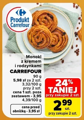Monokl z kremem i rodzynkami Carrefour promocja w Carrefour Market