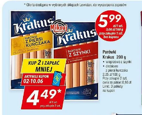 Parówki Krakus promocja w LEWIATAN