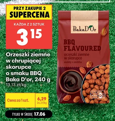 Orzeszki ziemne w chrupiącej skorupce o smaku BBQ Baka D'or promocja w Biedronka