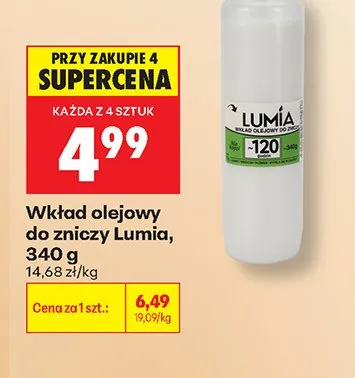 Wkład olejowy do zniczy Lumia promocja w Biedronka