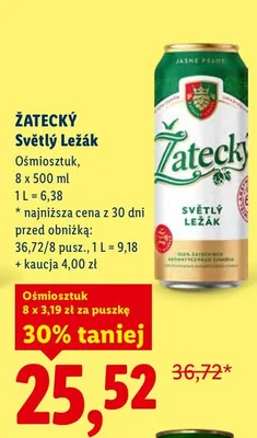 Piwo Světlý Ležák ośmiopak promocja w Lidl