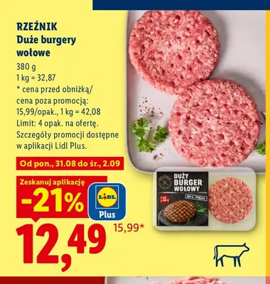 Duże burgery wołowe Rzeźnik promocja w Lidl
