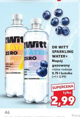 Napój gazowany Dr Witt Sparkling Water+ Zero witamina C promocja w Kaufland