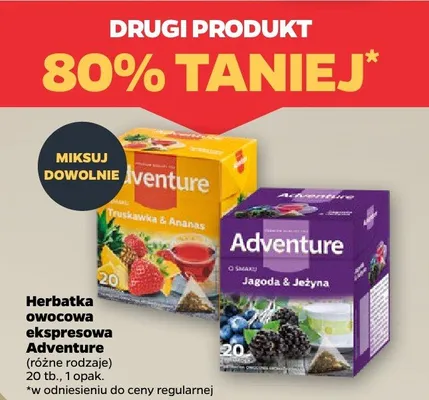 Herbatka owocowa ekspresowa Adventure promocja w Netto