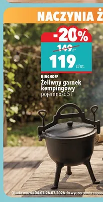 Żeliwny garnek kempingowy Kinghoff 5 l promocja w Biedronka