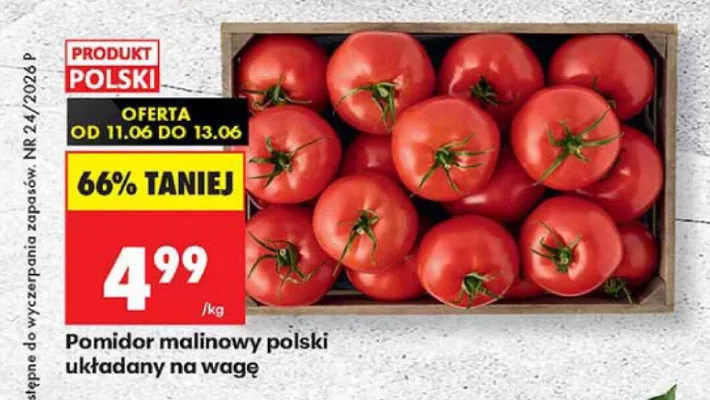 Pomidor malinowy polski układany na wagę promocja w Biedronka