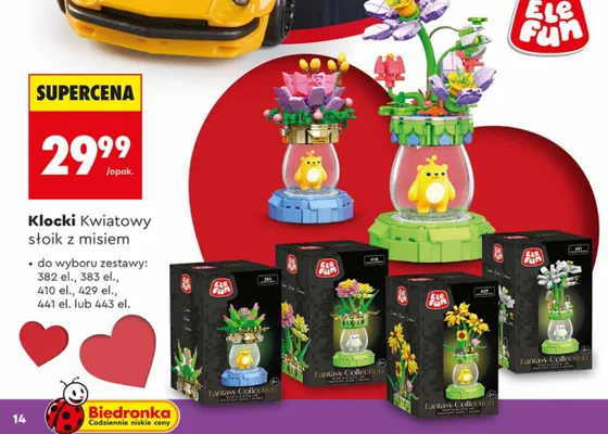 Klocki kwiatowy słoik z misiem promocja w Biedronka