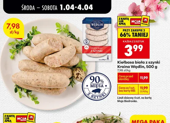 Kiełbasa biała z szynki promocja w Biedronka