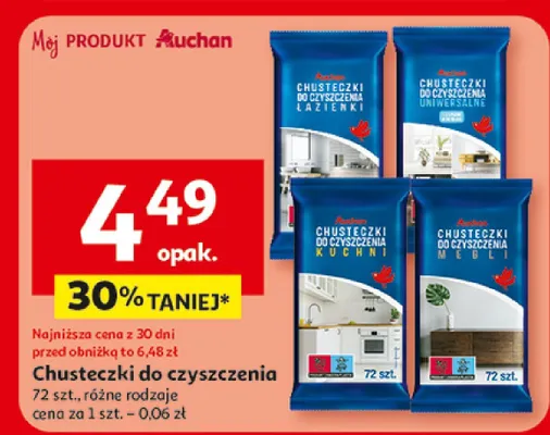 Chusteczki do czyszczenia promocja w Auchan