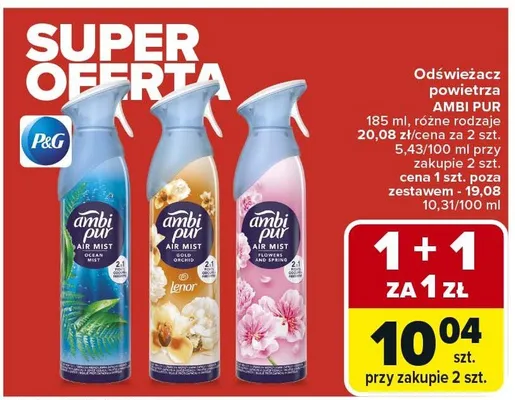 Odświeżacz powietrza AMBI PUR 185 ml różne rodzaje promocja w Carrefour Market