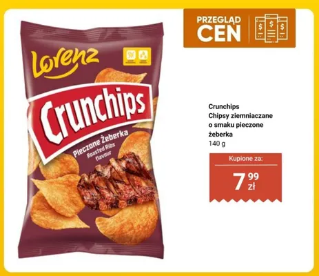 Chipsy ziemniaczane Crunchips o smaku pieczone żeberka promocja w Biedronka