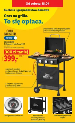 Grill gazowy 3-palnikowy, 9 kW promocja w Lidl