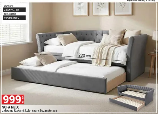 Sofa Melo z dwoma łóżkami bez materaca promocja w Merkury Market