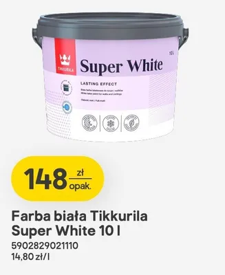 Farba biała Tikkurila Super White 10l promocja w Castorama