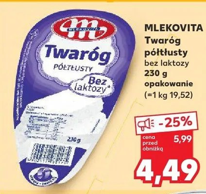Twaróg półtłusty bez laktozy promocja w Kaufland