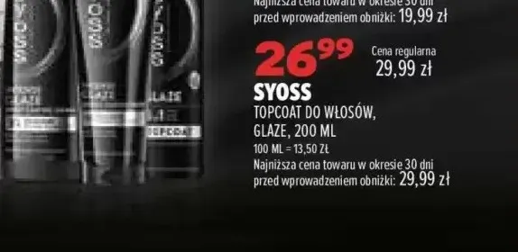 Topcoat do włosów Syoss Glaze promocja w Drogerie Natura