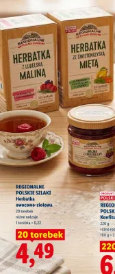 Herbatka owocowo-ziołowa ze świętokrzyską miętą z owocem rokitnika i pigwy Regionalne Polskie Szlaki promocja w Lidl