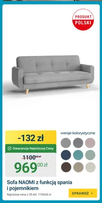 Sofa Naomi z funkcją spania i pojemnikiem ERLI promocja w ERLI