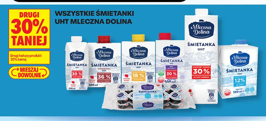 Śmietanki UHT Mleczna Dolina promocja w Biedronka