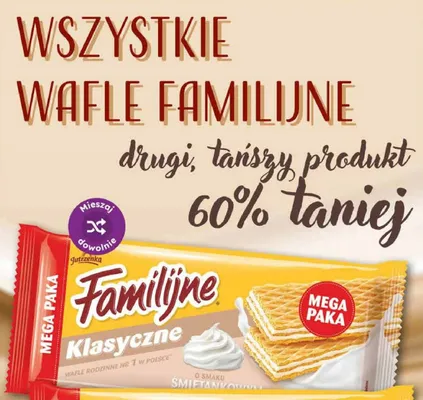 Wafle Familijne Klasyczne o smaku śmietankowym Mega Paka promocja w Dino